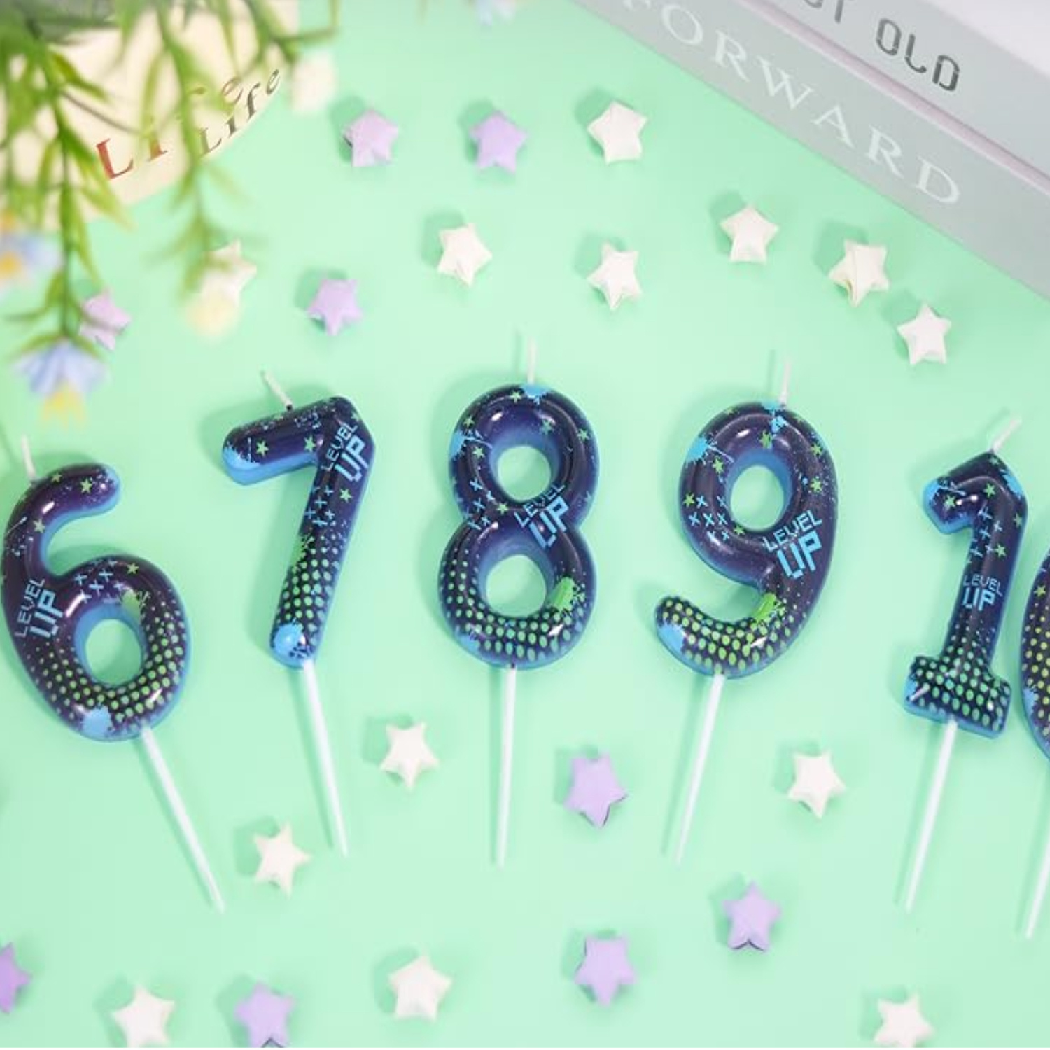 Candle Supply - Blue Game Boy 0-9 Birthday Candles,