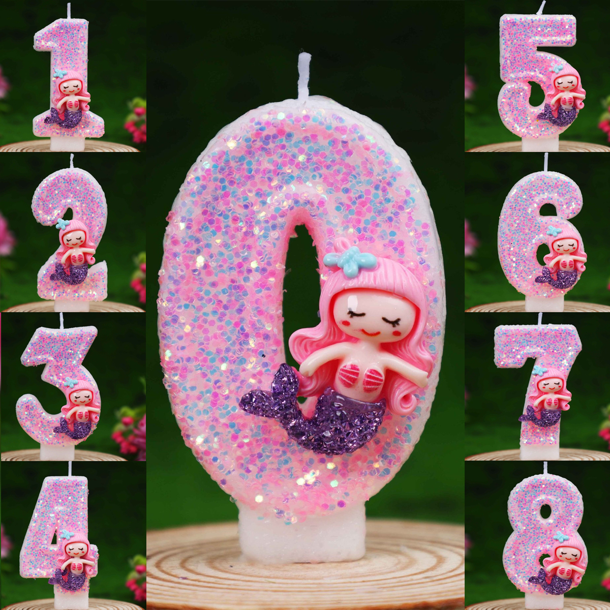 Candle Supply - Creative Pink Mermaid 0-9 Digital Birthday