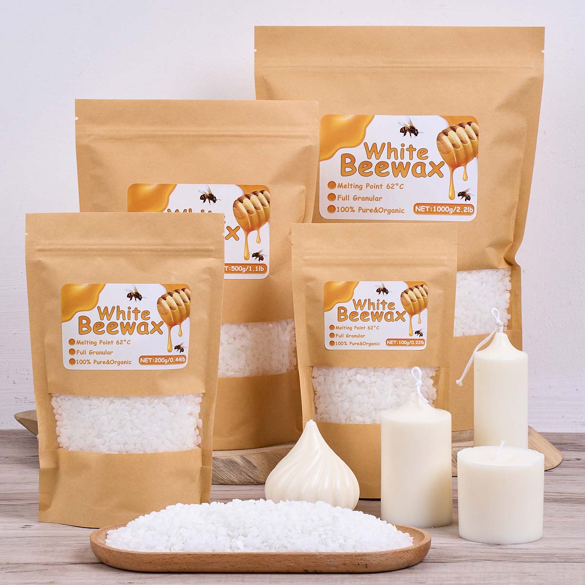 Candle Supplies Bulk - 1000g White Beeswax DIY Candle Making