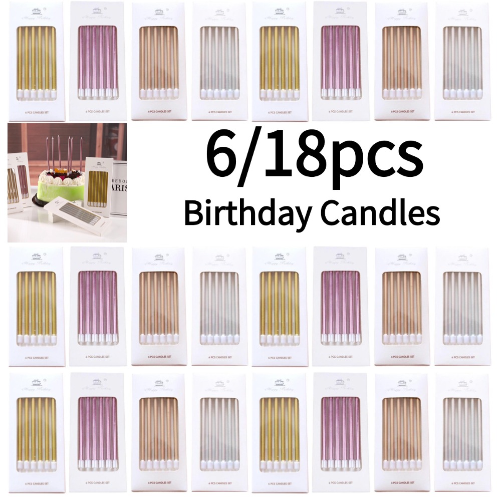 Candle Supply - 6/18pcs Metal Gold Silver Birthday Candles