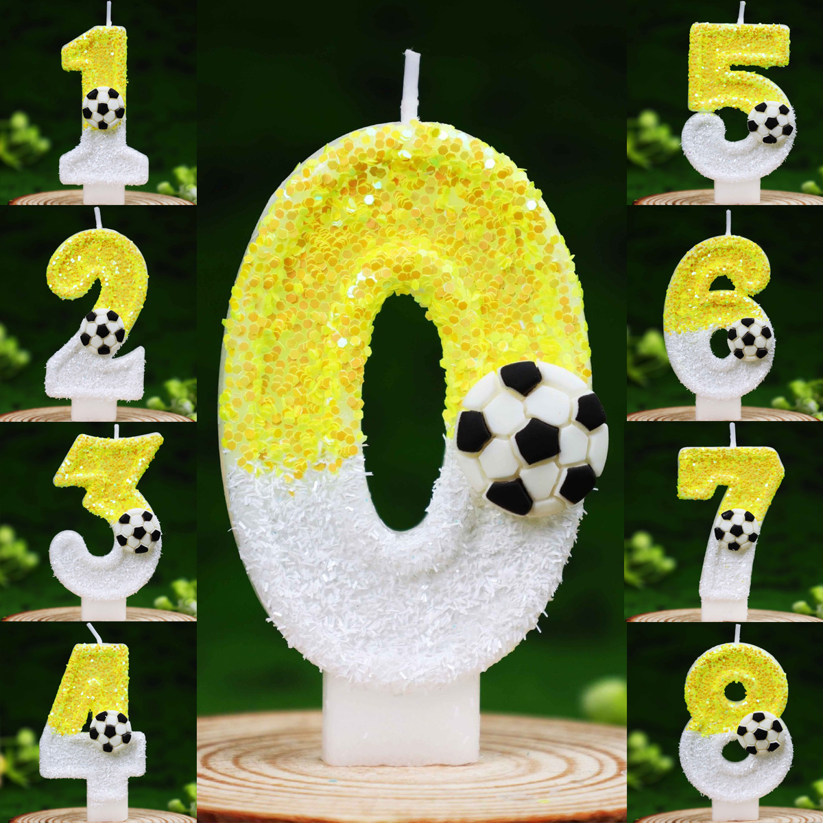 Candle Supply - Yellow White Sequins Sports Football Digital