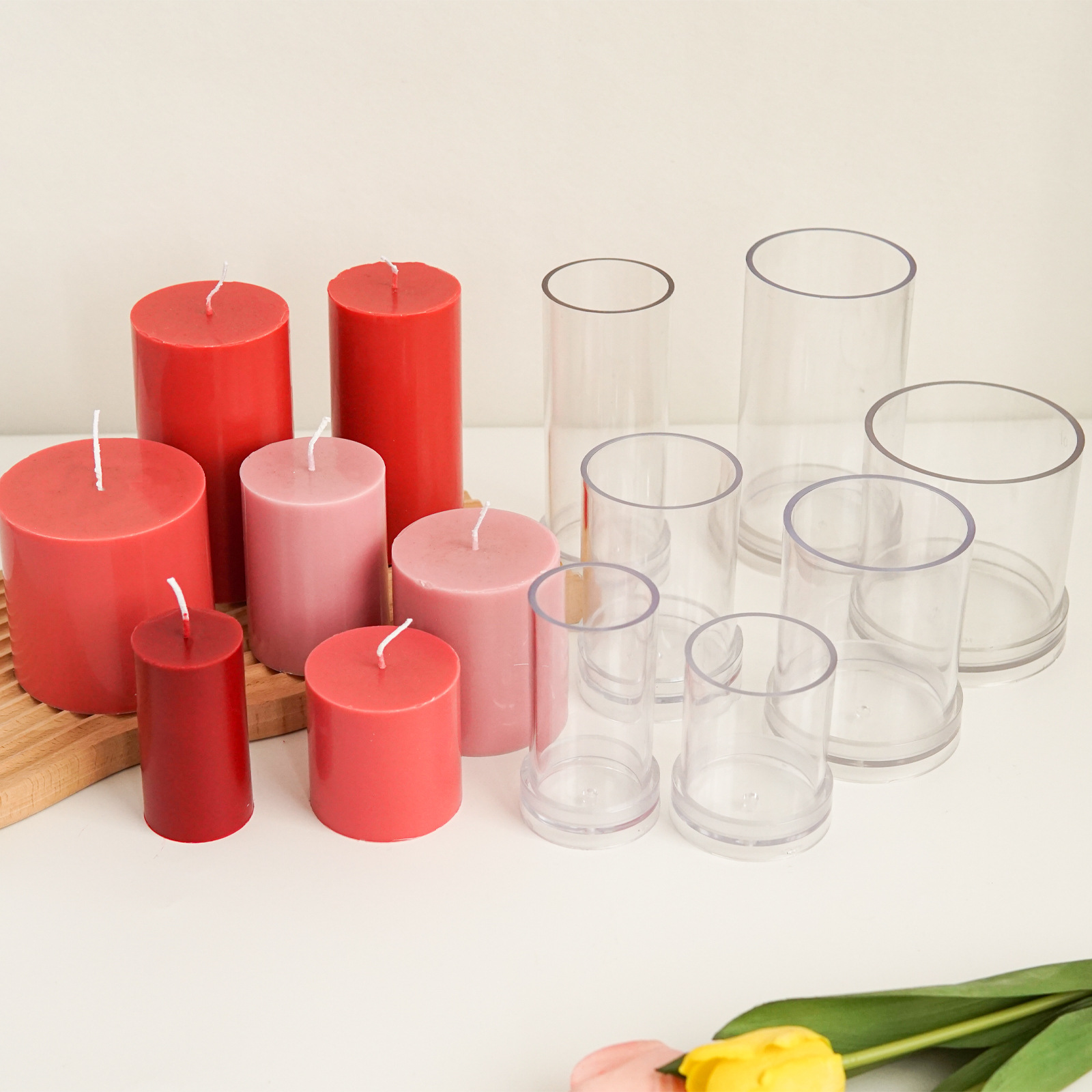 Candle Supplies Kit - Various 3D Cylindrical Candle Mould Plastics