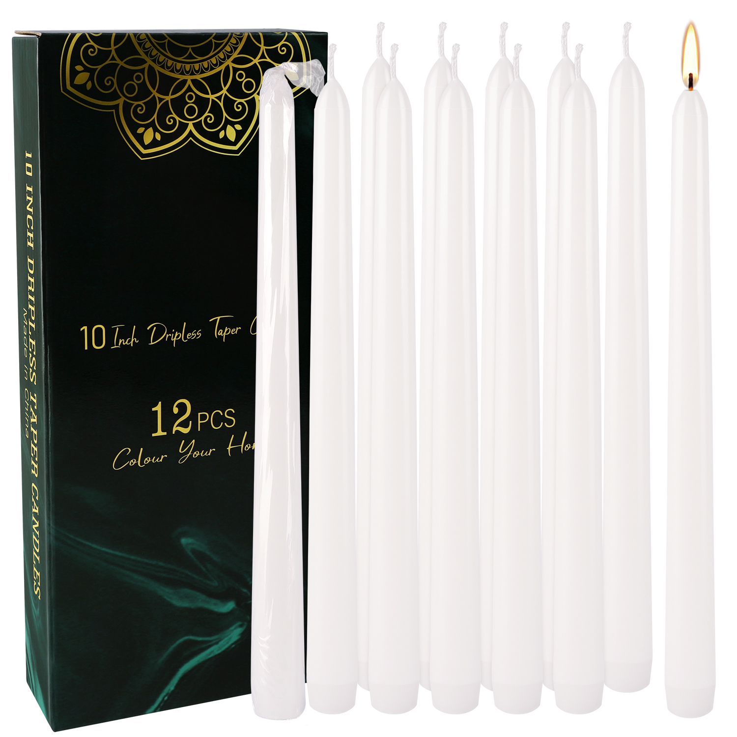 Candle Supplies Bulk - 12-Pack of 10inch White Stick Candles,