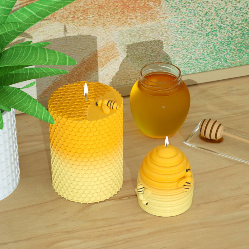 Candle Supplies Beeswax - Candle Silicone Mold 3D Bee Honeycomb