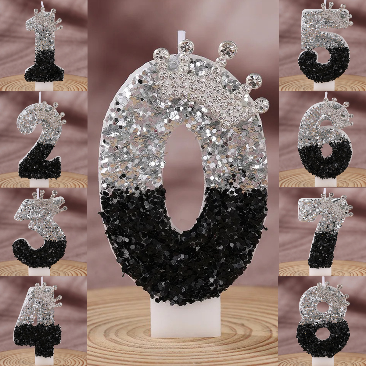 Candle Supply - Black Silver Gradient Crown Handmade DIY