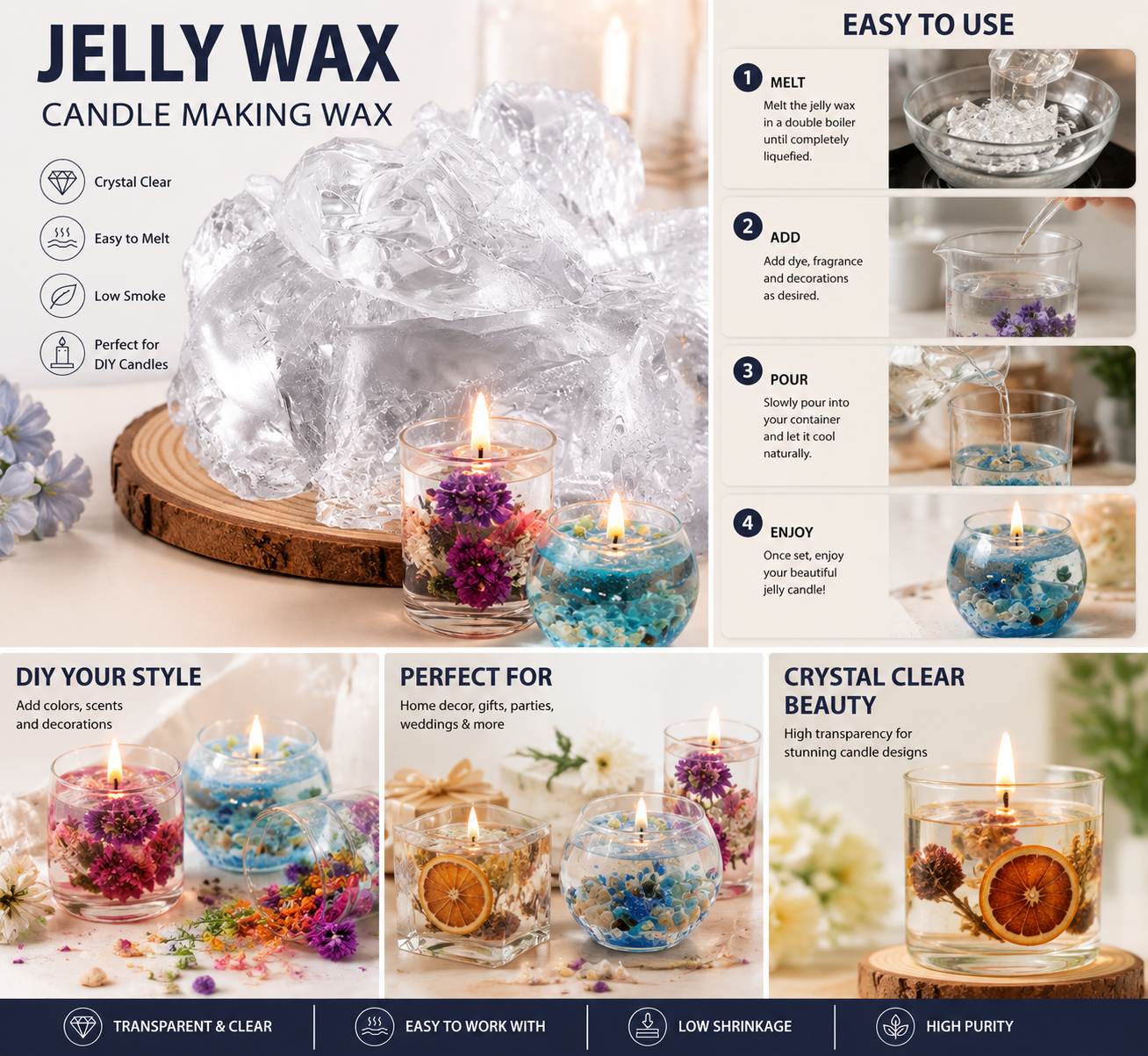 50/100/200/500g Jelly Wax Cand - Candle Supplies Bulk review and price