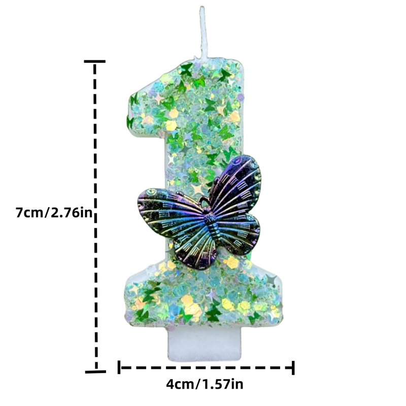 1Pc Green Sequins Number 0-9 B - Candle Supply review and price